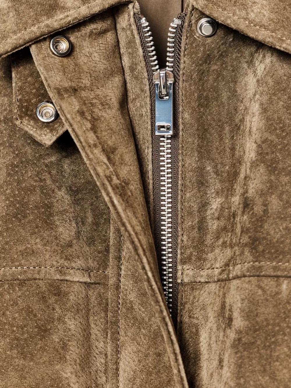 Zara 100% Suede Bomber Jacket - Picture 9 of 10
